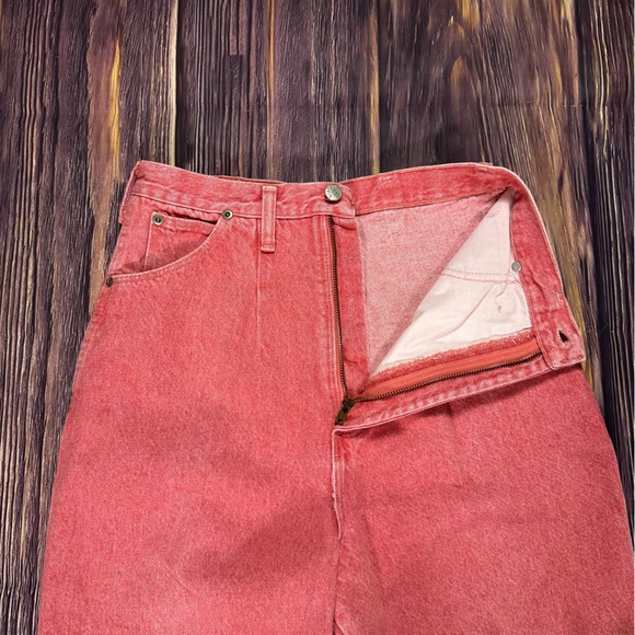 Women’s Vintage Salmon Pink Wrangle Bareback Western High Waisted Jeans Size 13 - Picture 3 of 7